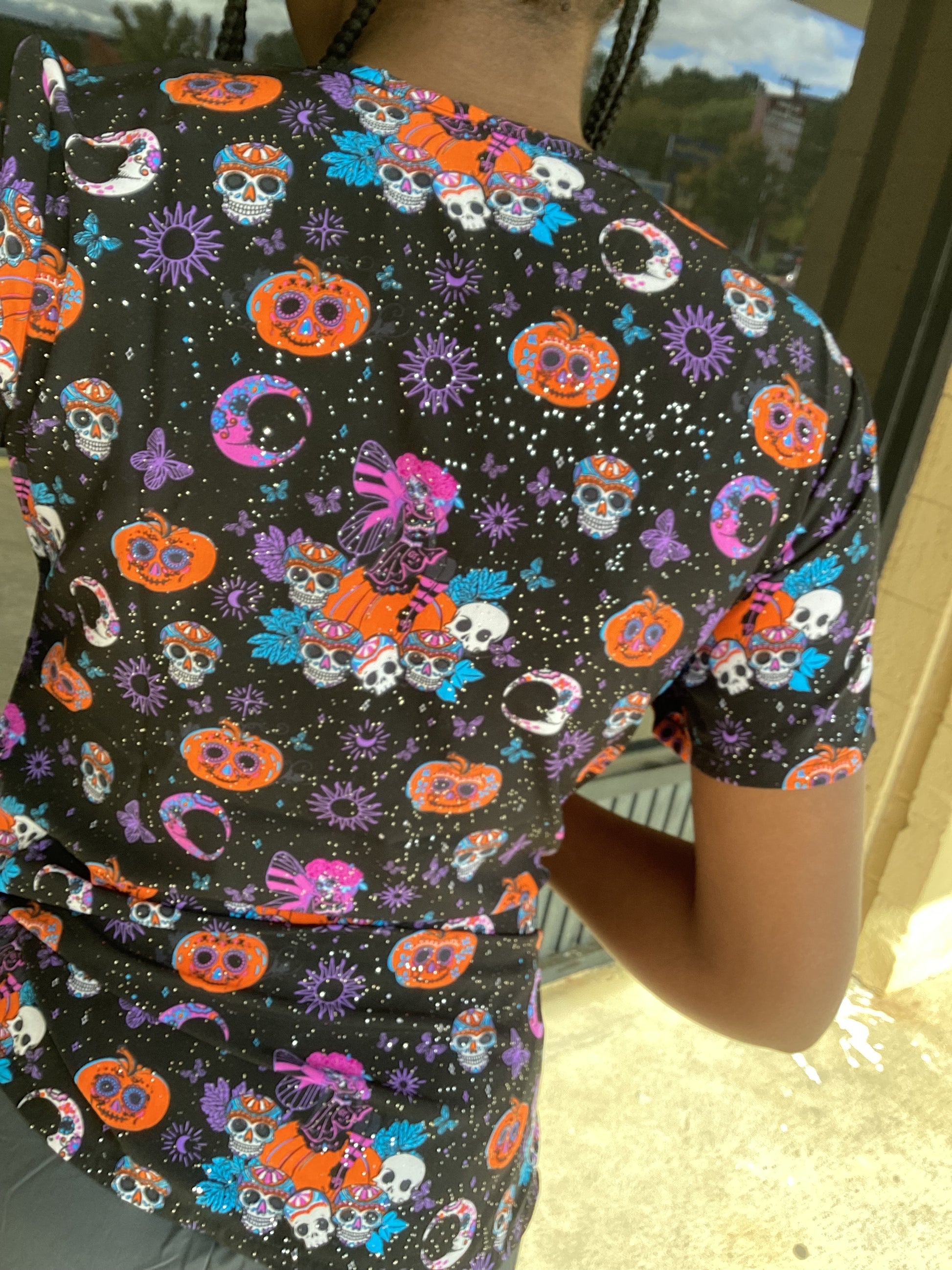 Print Top - Halloween Fairy Silver Glitter