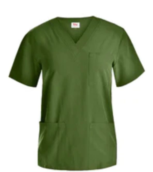 Beverly Hills Unisex Stretch Olive Scrub Top