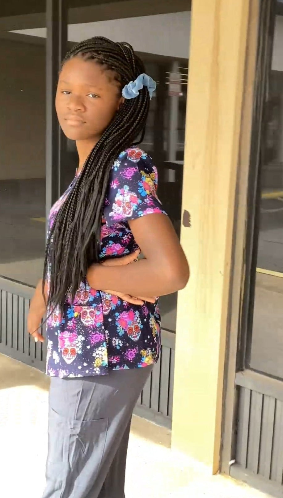 Print Top - El Dia de Muertas _ Silver Glitter