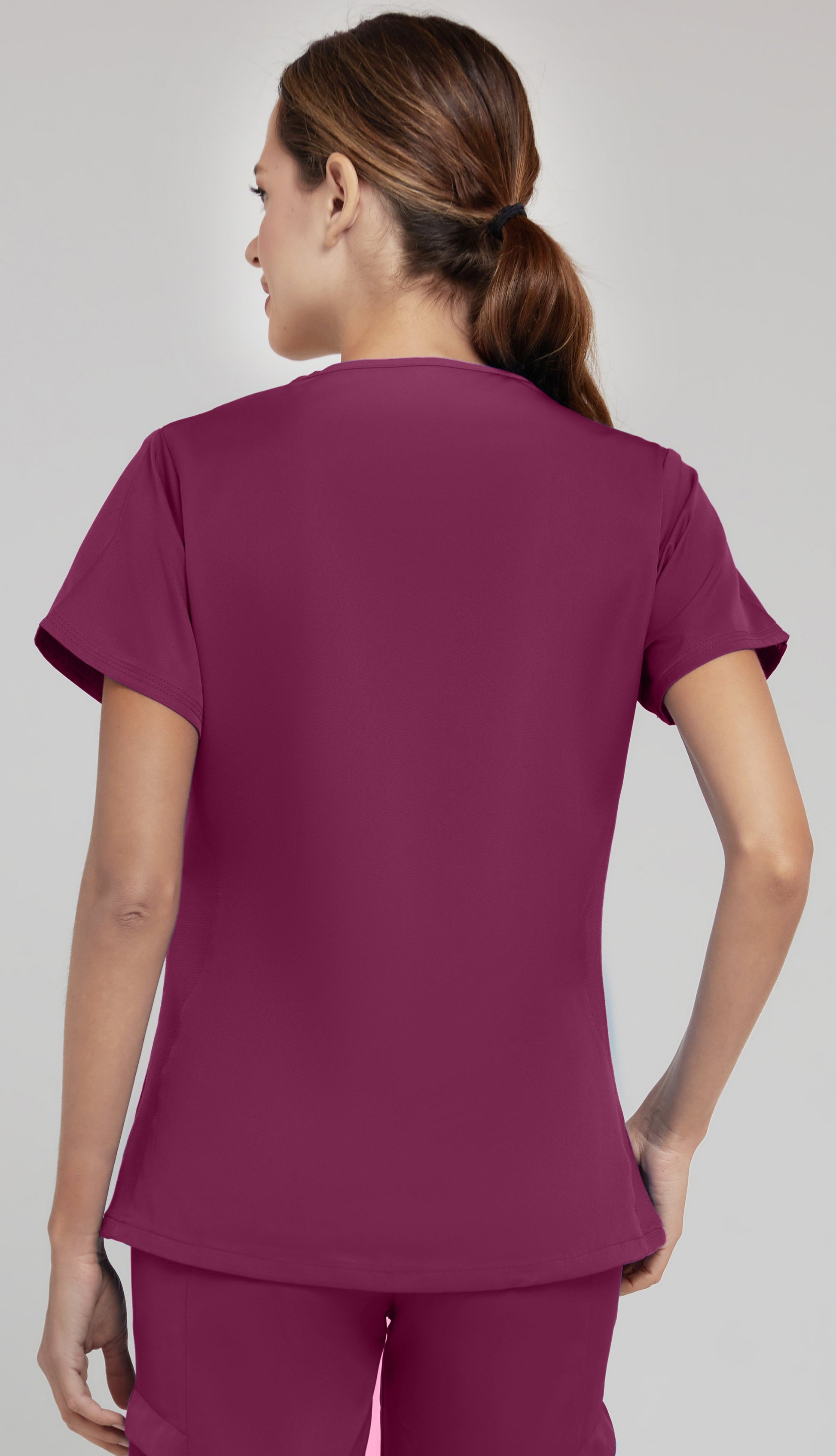 Medichic Wine Mock Wrap Top - April