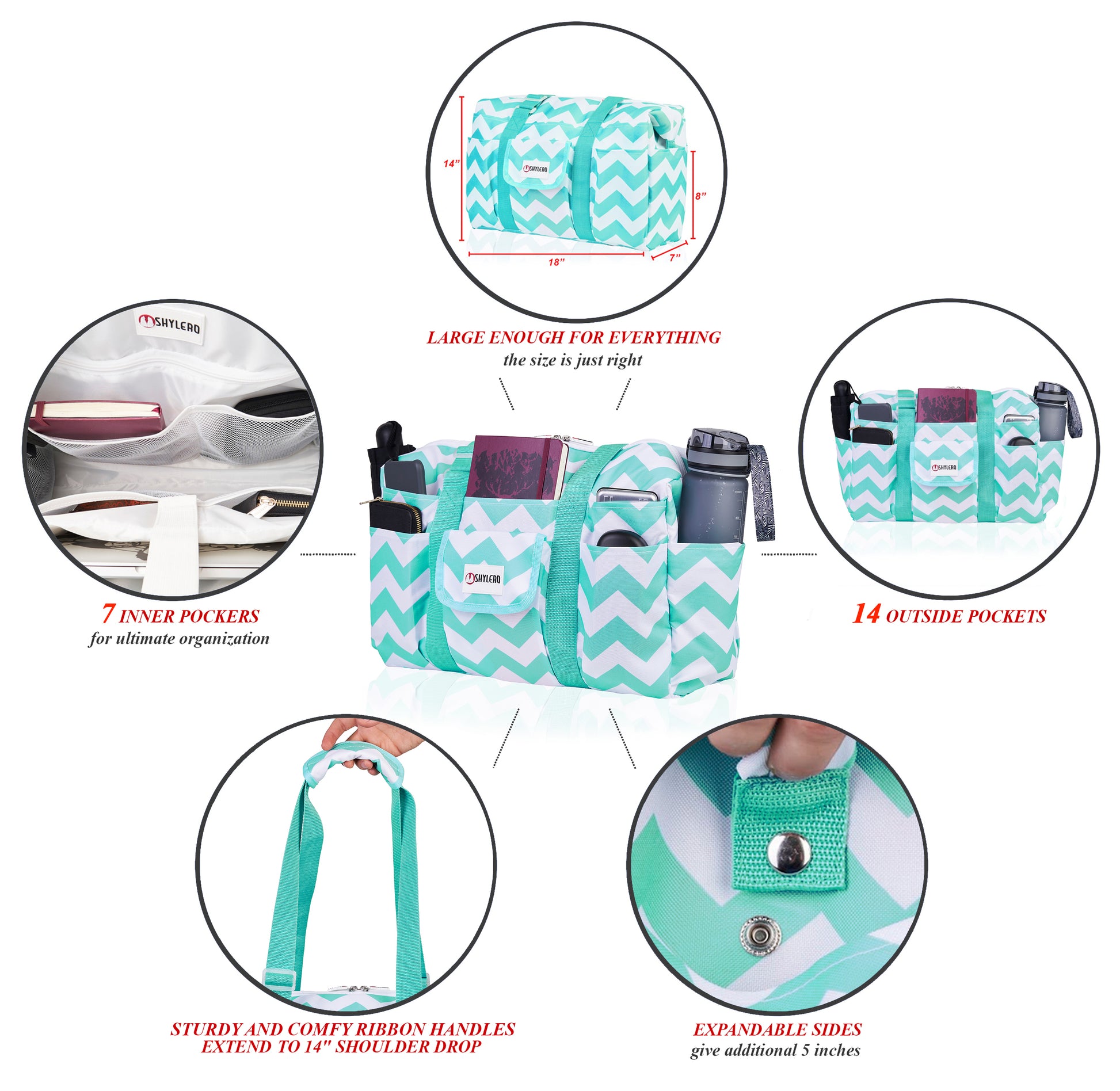 Multi-purpose Tote Bag Waterproof - Turquoise Green Chameleon