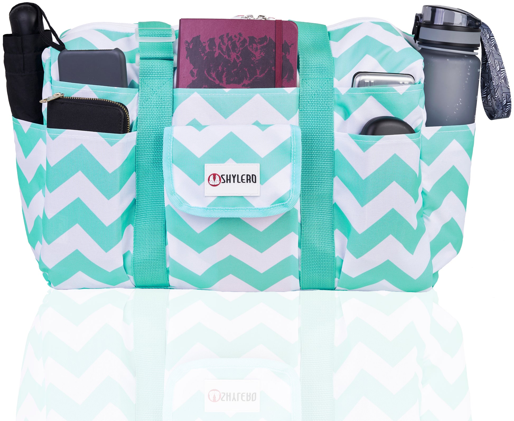 Multi-purpose Tote Bag Waterproof - Turquoise Green Chameleon