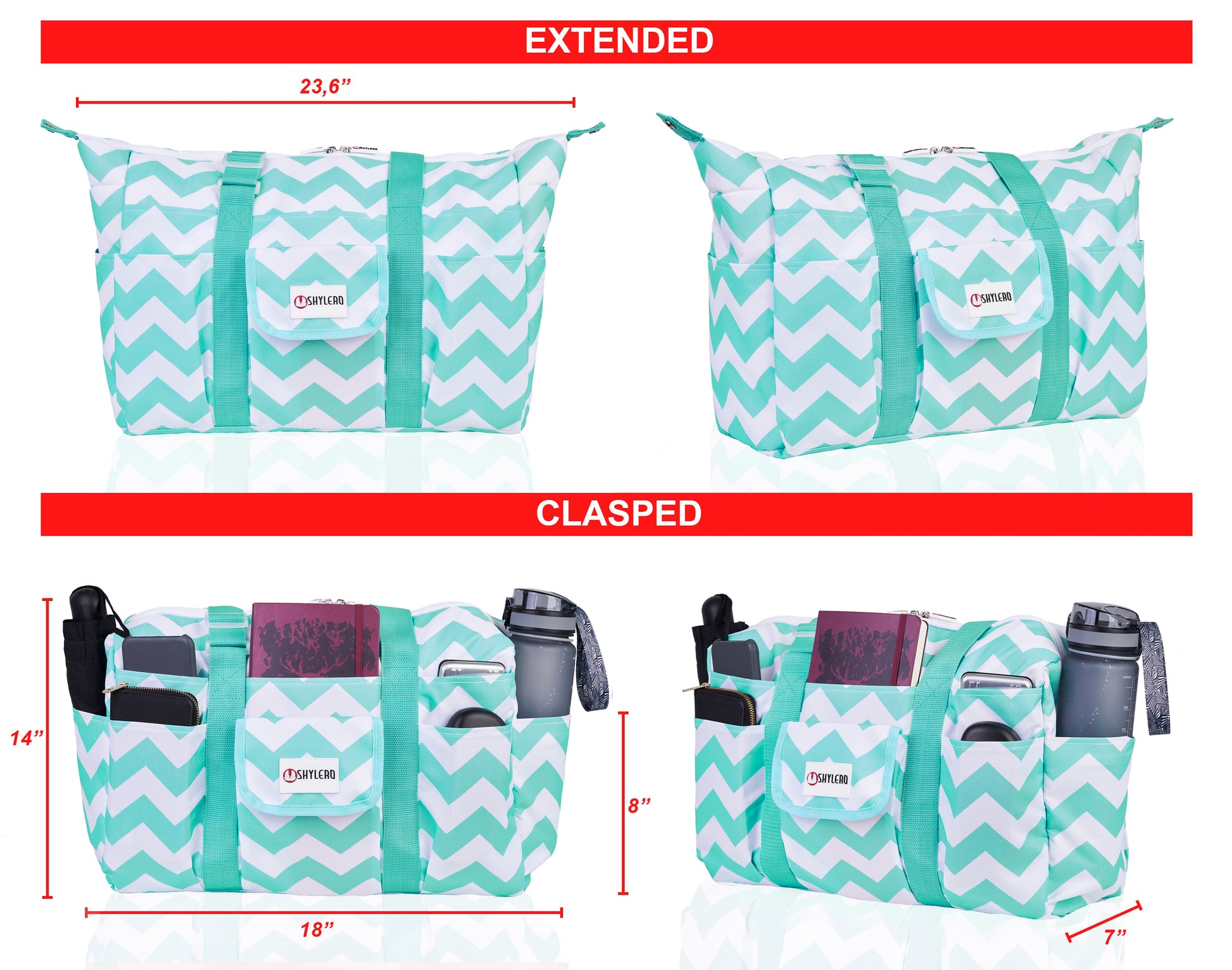 Multi-purpose Tote Bag Waterproof - Turquoise Green Chameleon