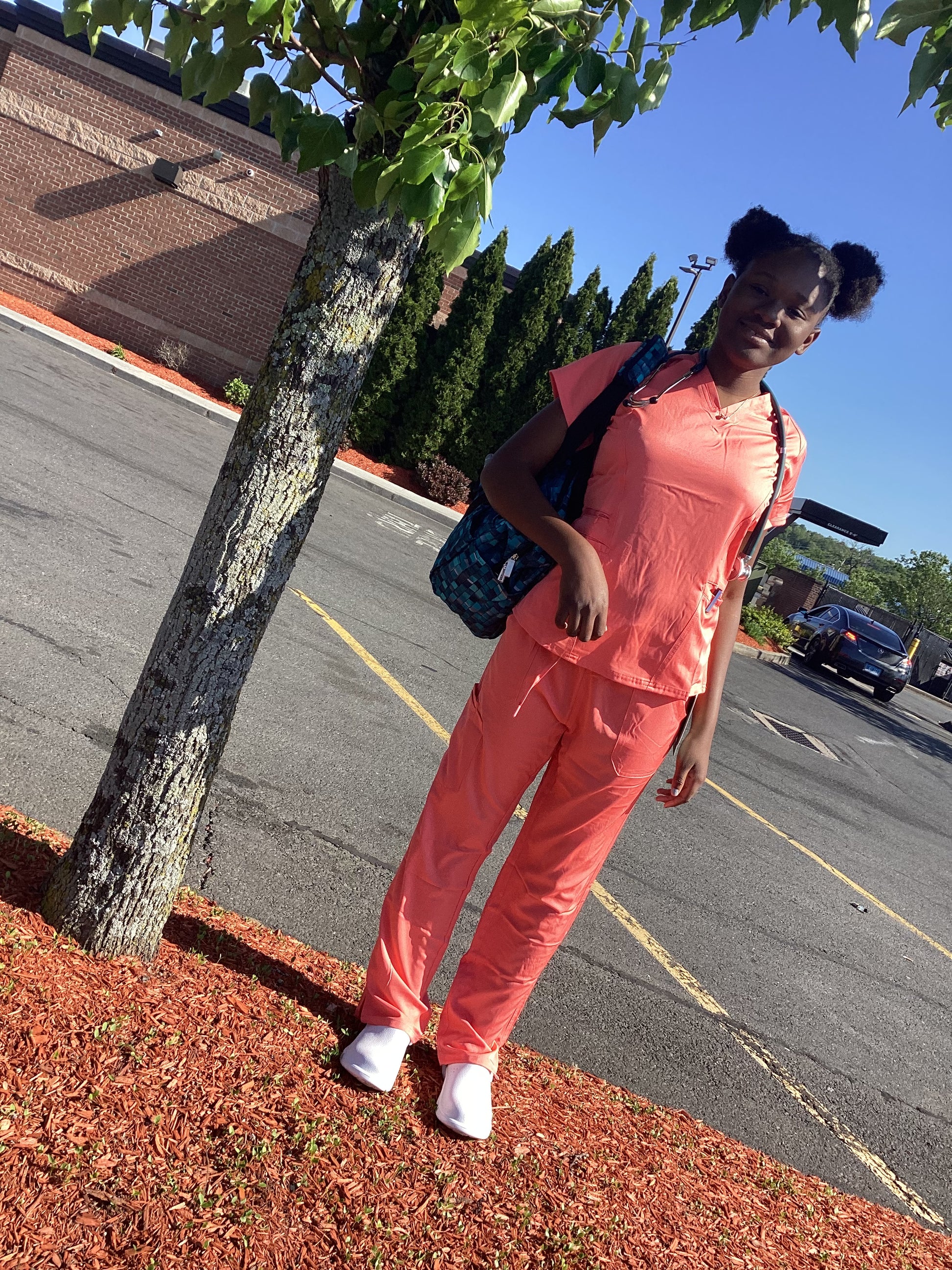 Medichic Coral V-Neck Zipper Scrub Set