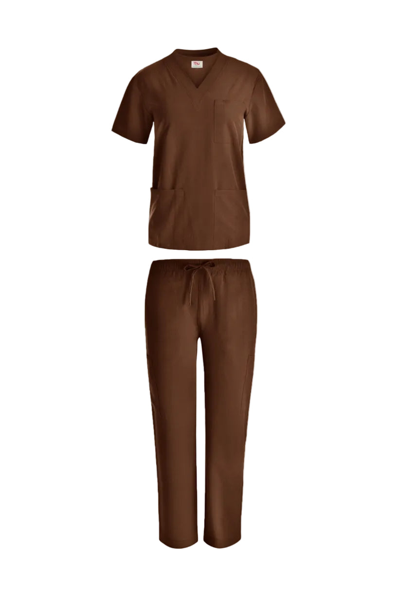 Beverly Hills Unisex Brown Stretch Scrub Set