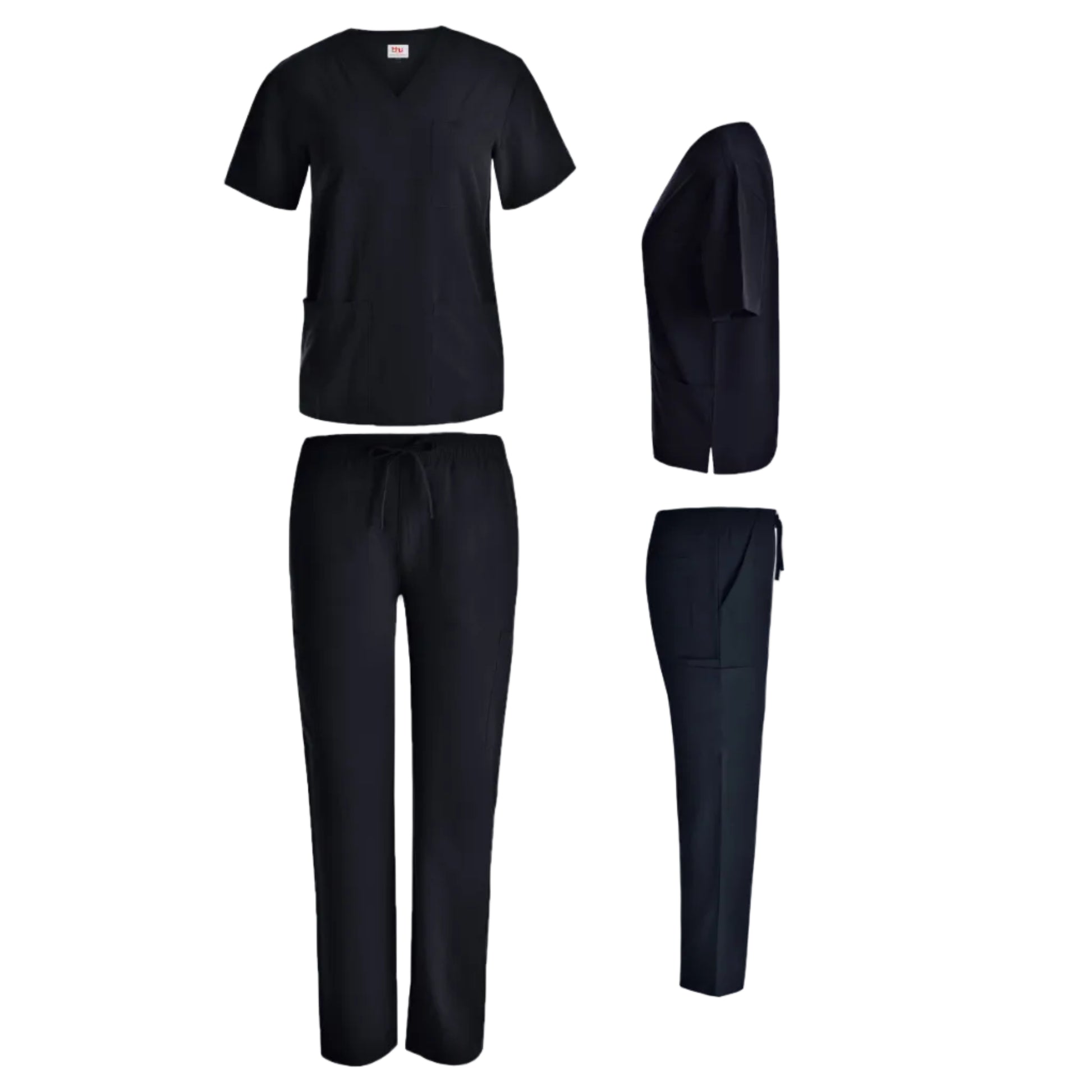 Beverly Hills Unisex Black Stretch Scrub Set