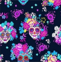 Print Top - El Dia de Muertas _ Silver Glitter