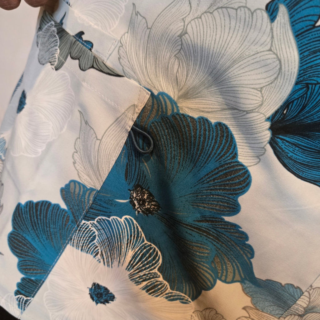 Print Top - Floral Blue Gray