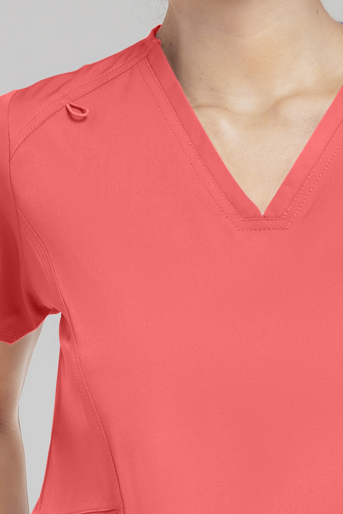 Medichic Coral V-Neck Zipper Top - Ruth