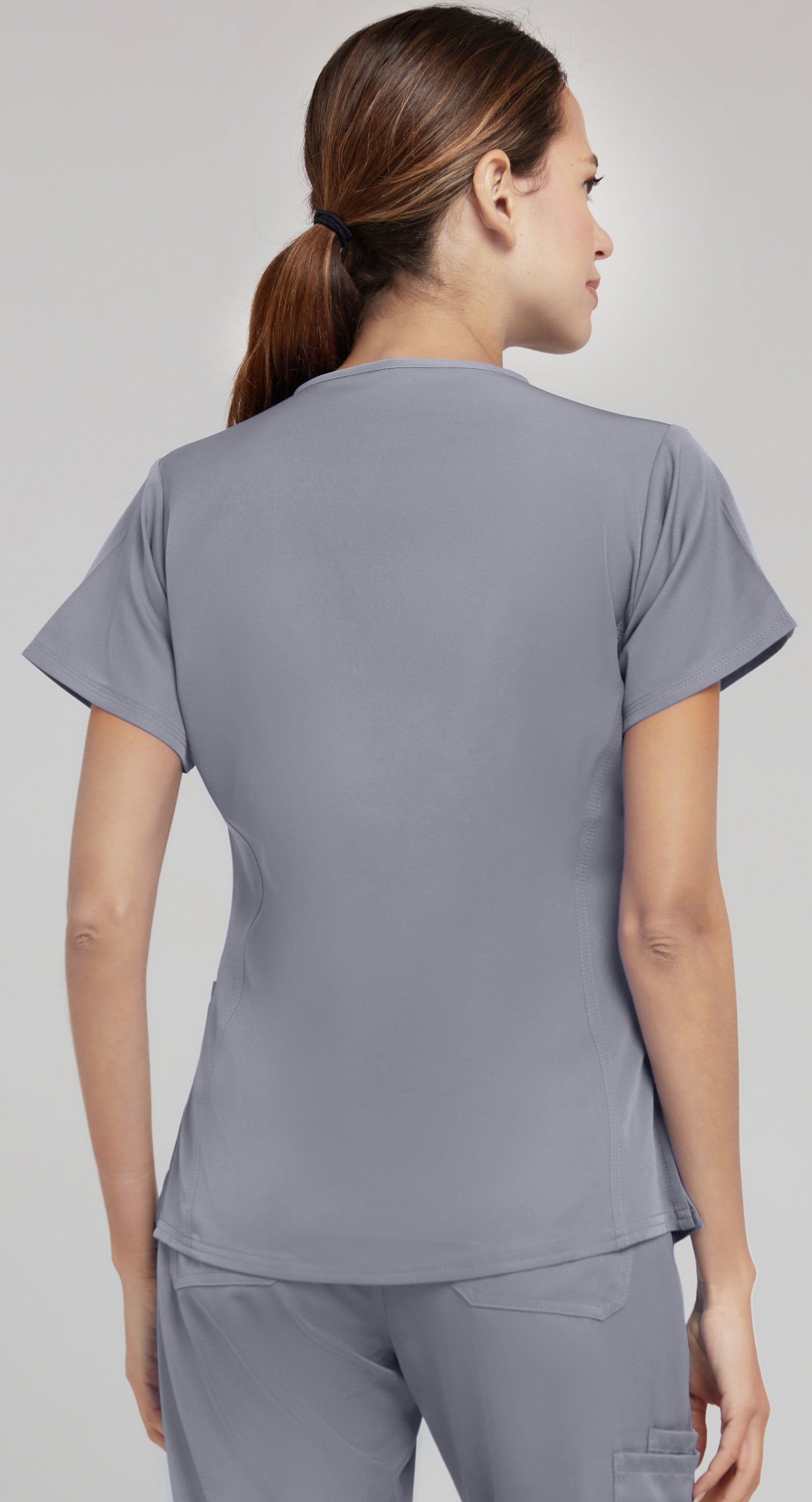 Medichic Grey V-Neck Zipper Top - Ruth