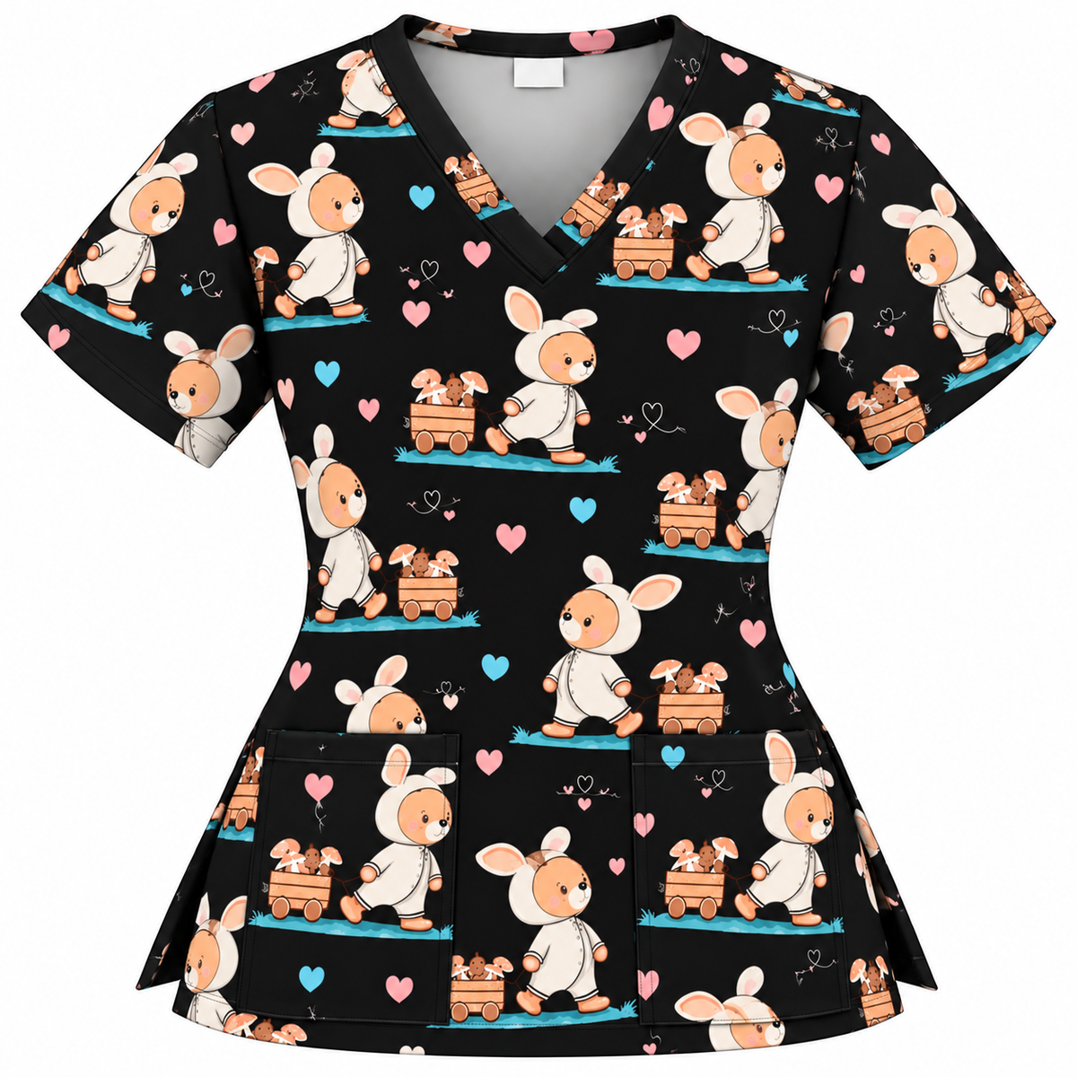 Print Top - Kawaii Bunny Wagon Plus Size