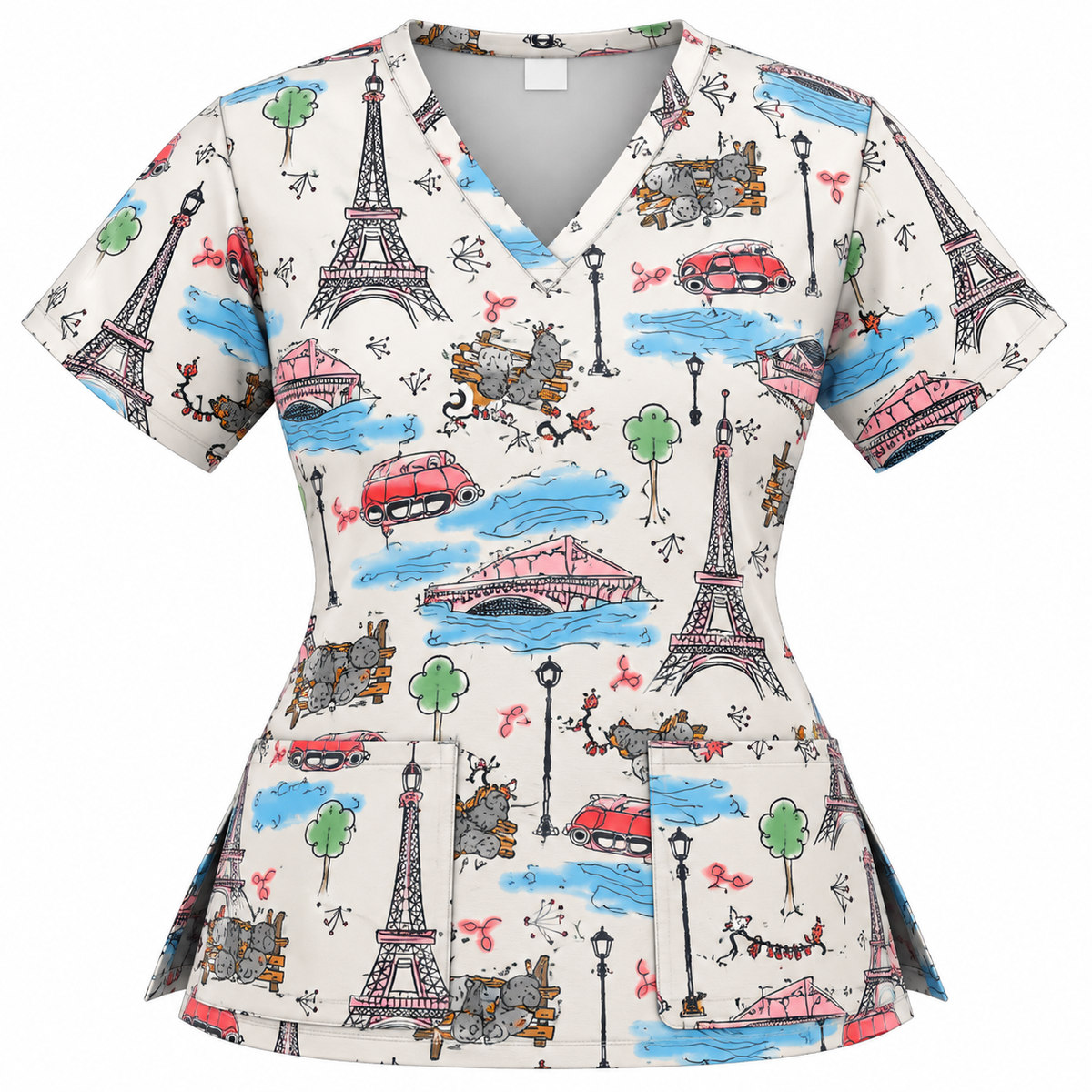 Print Top Paris Travel Plus Size