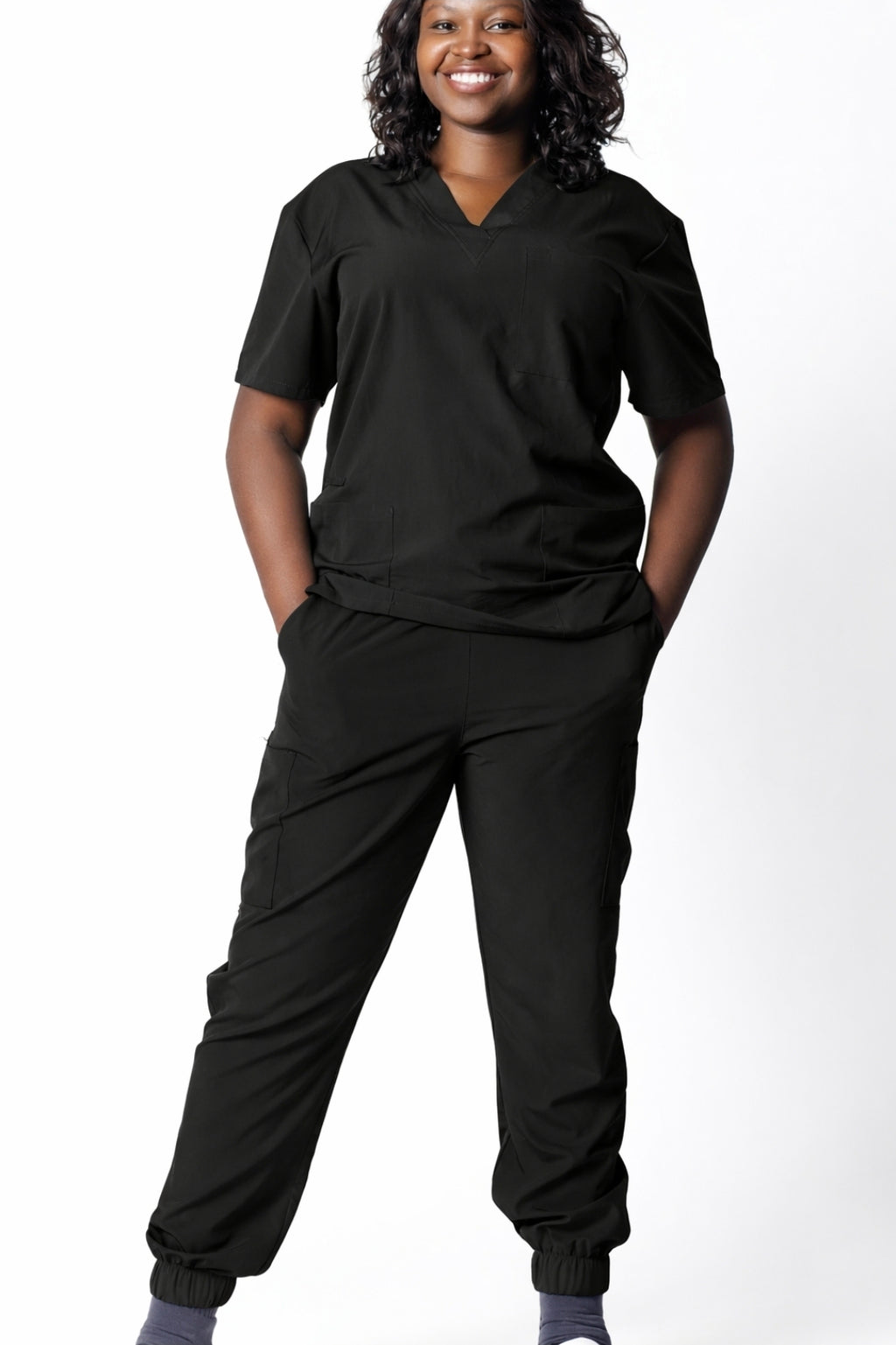 Beverly Hills Unisex Black Jogger Stretch Scrub Set