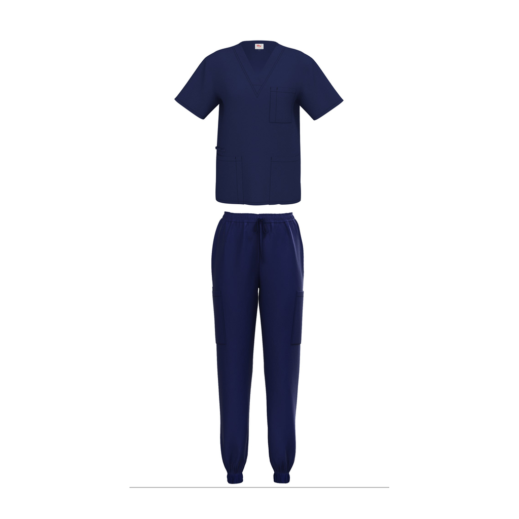 Beverly Hills Unisex Navy jogger Stretch Scrub Set