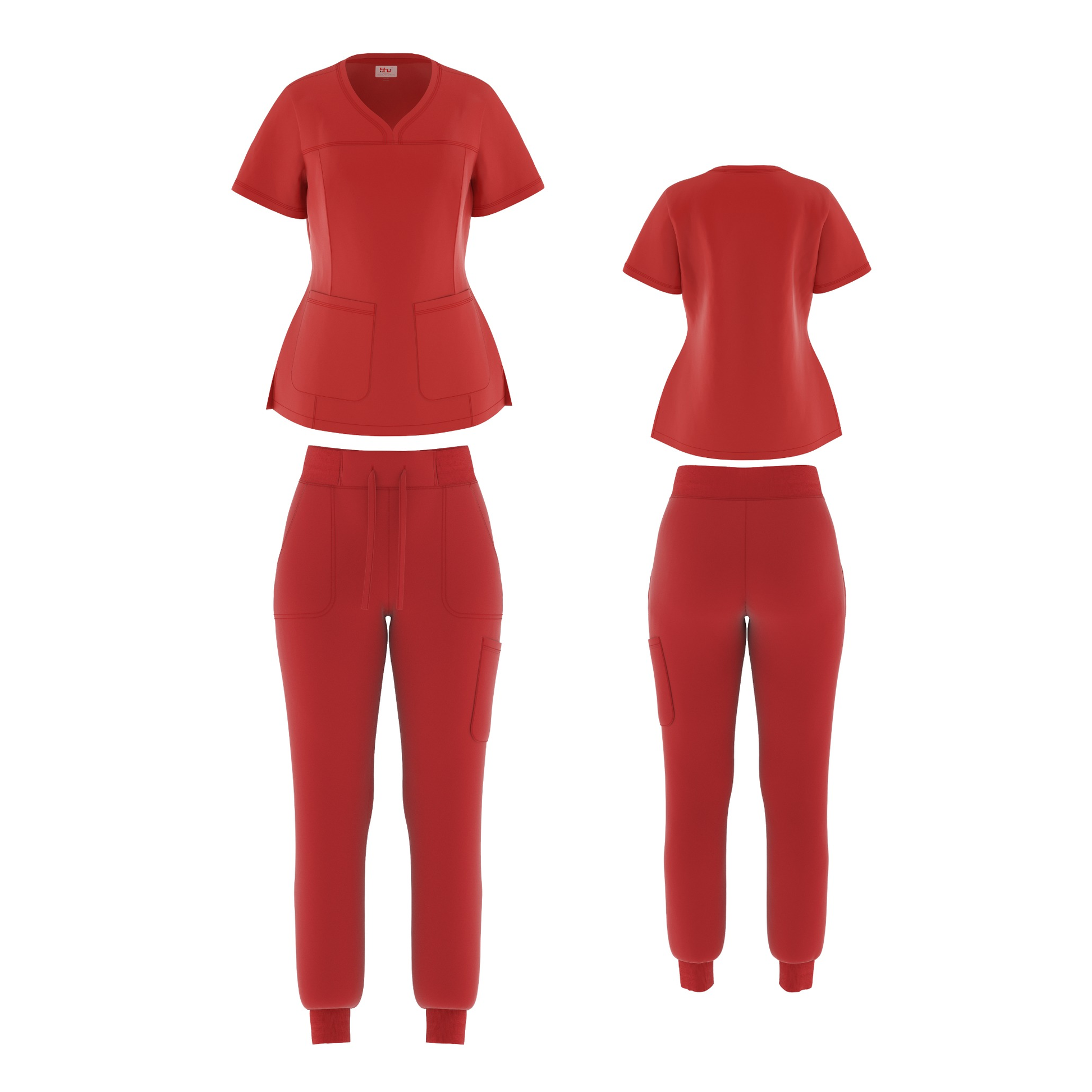 Beverly Hills Red Ladies Jogger Scrub Set