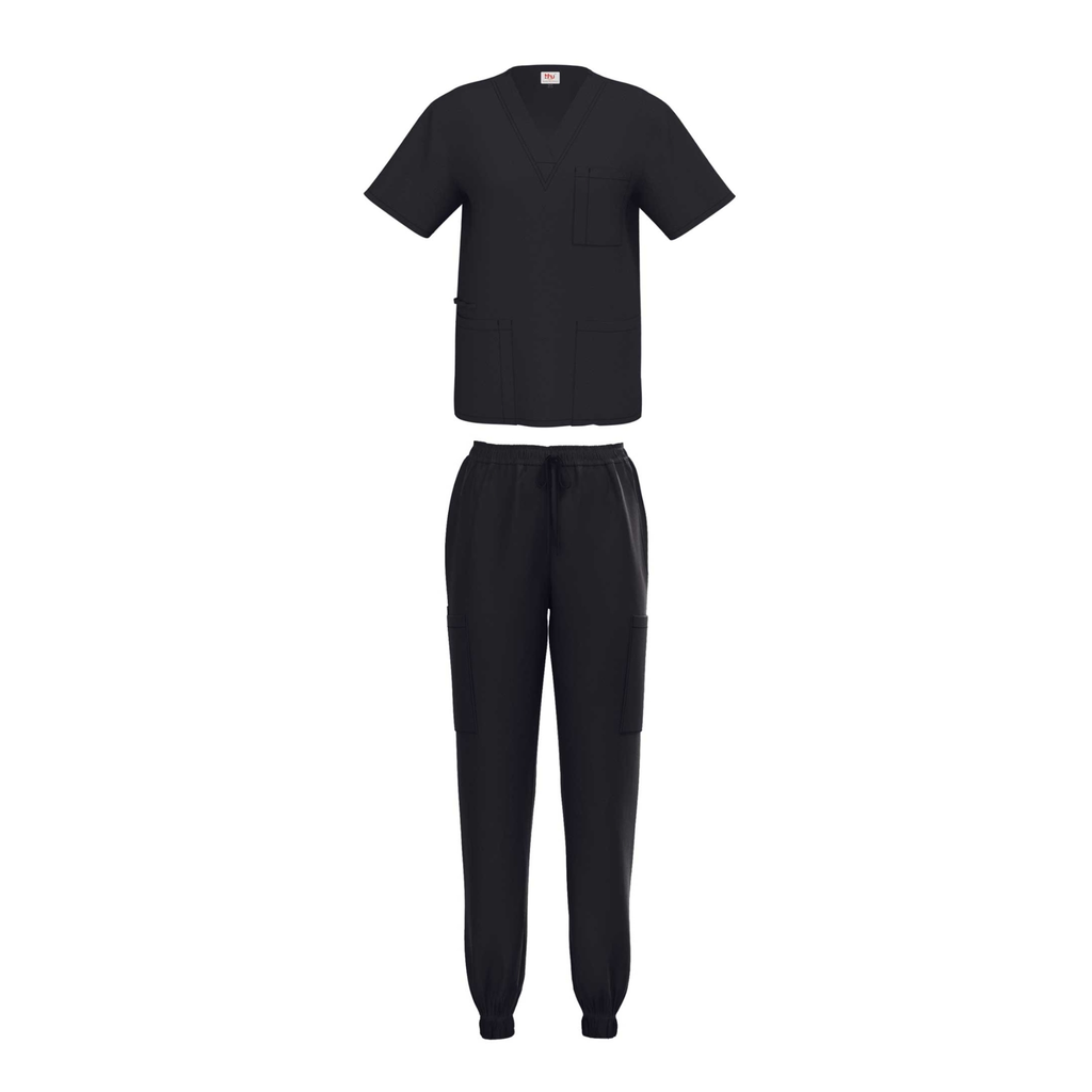 Beverly Hills Unisex Black Jogger Stretch Scrub Set