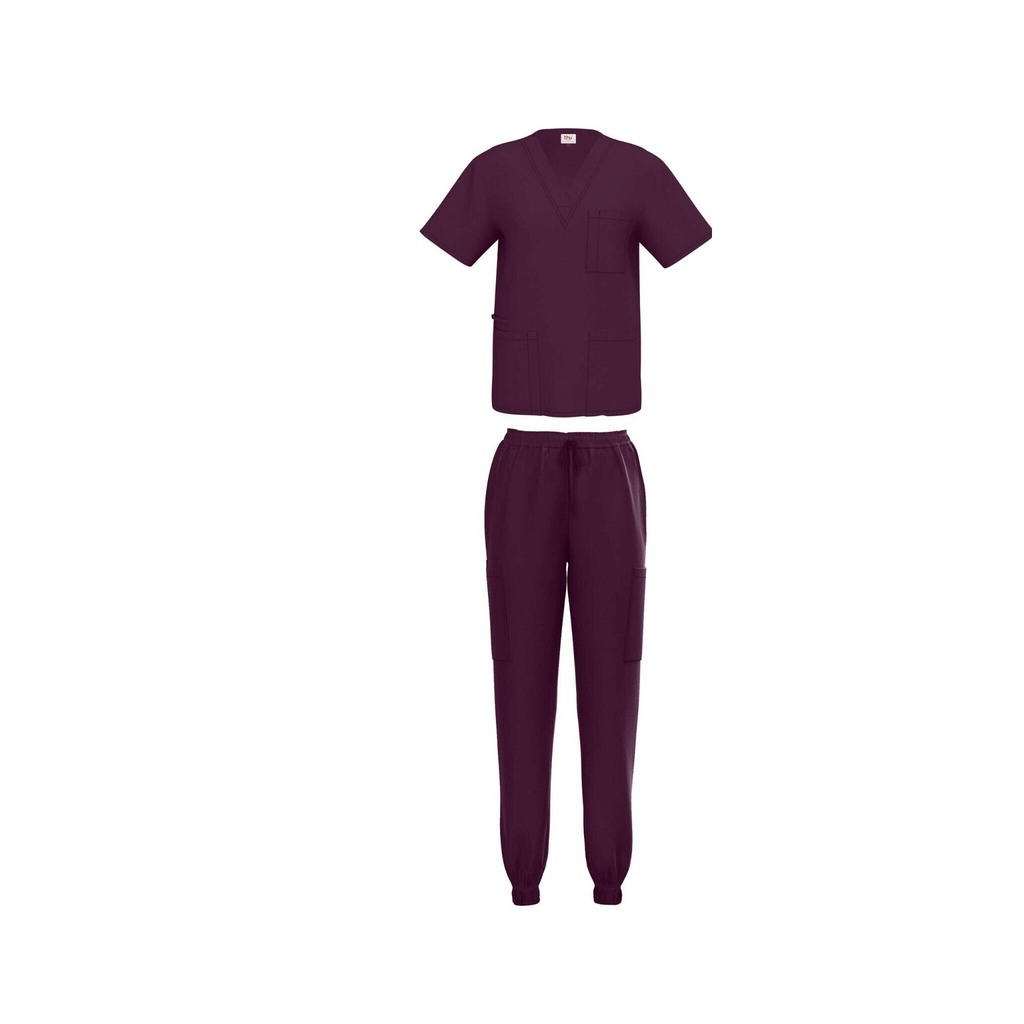 Beverly Hills Unisex Wine jogger Stretch Scrub Set