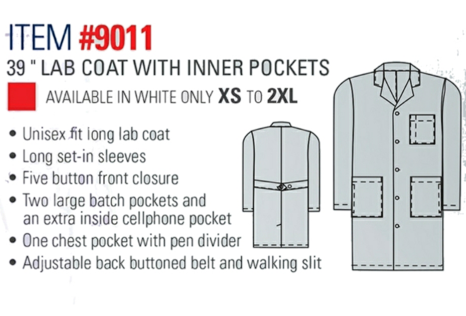 BH Belted Lab Coat With Inner Pockets